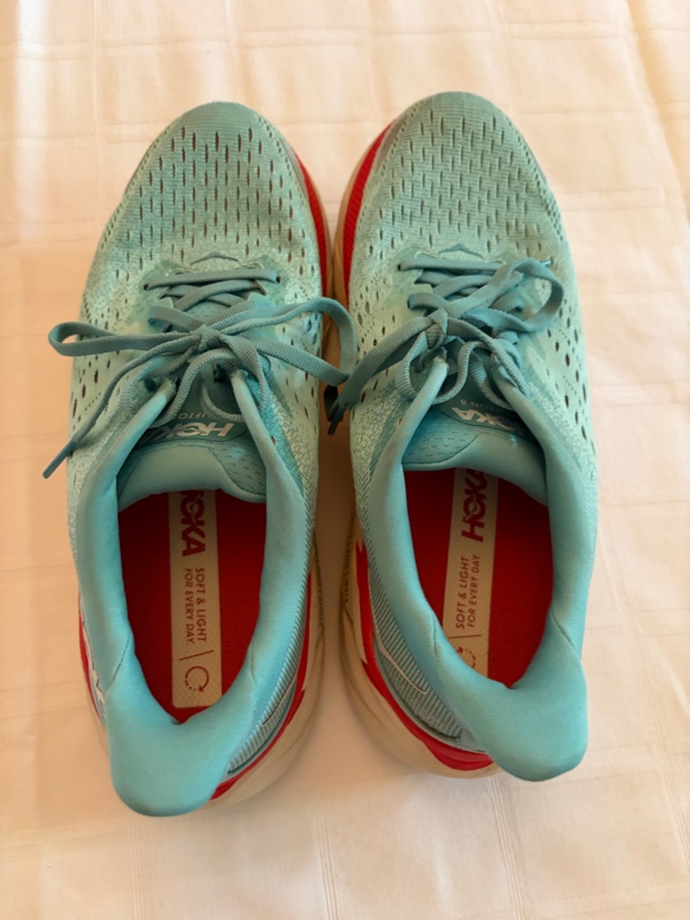 Hoka Women's Teal and Red Athletic Running Shoes - Picture 2 of 6